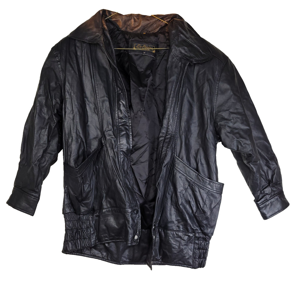 Vintage La Covina Jacket Womens Sz Medium Black Leather Gorpcore Biker Designer